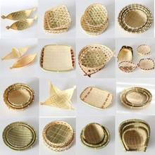 Bamboo Woven Fruit Basket Handmade Wicker Basket Bread Vegetables Rattan Plate Kitchen Food Container Organizer Decorative Tray 2024 - buy cheap