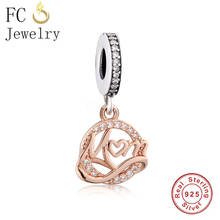 Fc jóias caber pandora original charme pulseira 925 prata esterlina rosa ouro mãe infinito símbolo grânulo para fazer berloque 2021 2024 - compre barato