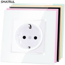 SMATRUL EU Standard Wall Power Socket Plug Grounded AC 110~250V 16A Electrical Outlet Crystal Glass Panel 2024 - buy cheap