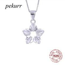 Pekurr-collar de plata de ley 925 con gema de circonita, colgante con forma de estrella, flor, copo de nieve de hielo, cadena larga, joyería 2024 - compra barato