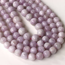Natural kunzite stone Round Loose Beads Gemstone perle For Jewelry Making DIY Bracelet women Necklace needlework purple crystal 2024 - buy cheap