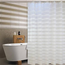 Пластиковая занавеска для душа s PEVA, белый полосатый экран для ванной комнаты для дома, отеля, ванной комнаты, водонепроницаемая занавеска с защитой от плесени и крючками 2024 - купить недорого