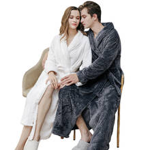 Women Men Flannel Bath Robe White Sleepwear 2020 Autumn Winter Solid Plush Couple Bathrobe Thick Warm Female Robe Loose Pyjamas 2024 - buy cheap