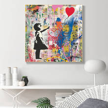 Abstract Graffiti Banksy Canvas Painting Girl Holding A Love Balloon Posters and Prints Wall Art Pictures Home Decoration Cuadro 2024 - buy cheap