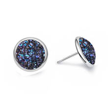 10 colors Druzy Drusy Earrings Round 12mm Resin Cabochon Stud  Plated Earrings for Women Jewelry Gift 2024 - buy cheap