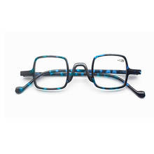 Очки для чтения в стиле ретро для мужчин и женщин, портативные квадратные модные удобные очки для чтения с синим леопардовым принтом, оправа для дальнозоркости 2024 - купить недорого