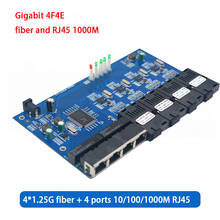 Interruptor Gigabit Ethernet de fibra óptica, conmutador 4F4E de grado Industrial, 4x1,25G, puerto de fibra 4RJ45, 10/100/1000M, placa PCB 2024 - compra barato