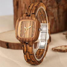 Square Wooden Case Women's Quartz Watches Trendy Lady Slim Full Wood Wristband Timepiece Casual Female Wristwatch 2024 - buy cheap