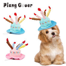 Toucas para aniversário de cachorro com bolo, chapéu com velas, design, fantasia de festa de aniversário, chapéu de gato, acessórios para cães de estimação 2024 - compre barato