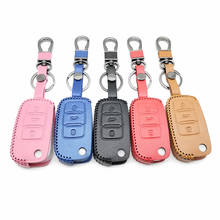 Key Case for Car Leather Cover for Volkswagen Polo Passat b5 Golf 4 5 6 Mk6 Tiguan Gol CrossFox Plus Eos Scirocco Beet 3 Buttons 2024 - buy cheap