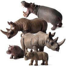 Фигурки фигурок животных в стиле хиппота, фигурки Африканских диких носорогов, Коллекционная модель, развивающие игрушки 2024 - купить недорого