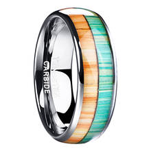 8MM Width Polished Wood Grain Dome Tungsten Carbide Men Ring Inlaid Double Color Orange Green Trend Gift Ring For Male 2024 - buy cheap