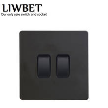 LIWBET 2 Gang Light Switch And AC220~250V Black Color Stainless Steel Panel 2 Way Wall Switch With Double Push Button 2024 - buy cheap