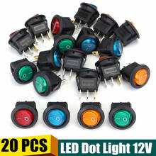 Interruptor de luz de punto para coche, conmutador LED Rocker SPST de 12V, 3 pines, cuatro colores, encendido/apagado automático, 20 Uds. 2024 - compra barato