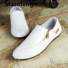 Mazefeng-zapatos informales de cuero para hombre, mocasines de marca de lujo, transpirables, con cremallera, color negro, talla grande 39-46, 2021 2024 - compra barato