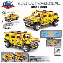 Ky1034 engenheiro mecânico puxar para trás amarelo hz hummer modelo de carro menino montagem brinquedo blocos de construção para crianças presentes 2024 - compre barato