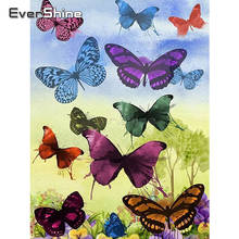 Evershine 5d pintura de diamantes em perfuração completa, animais quadrados, mosaico, imagem de borboleta de strass, bordado, presente 2024 - compre barato