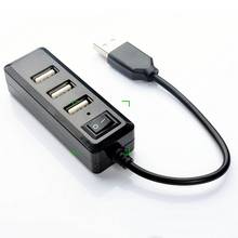 USB-удлинитель для компьютера, 4 порта, USB 2,0, разветвитель с переключателем, простой дизайн и простая установка 2024 - купить недорого