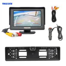 SMALUCK-Monitor LCD de 4,3 "para coche, marco de matrícula de coche europeo, resistente al agua, cámara de visión trasera, Cable de vídeo gratis 2024 - compra barato