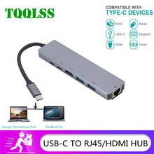 TQQLSS USB HUB C HUB HDMI Adapter 6 in 1 USB C to USB 3.0 Dock for MacBook Pro Accessories USB-C Type C 3.1 Splitter USB C HUB 2024 - buy cheap