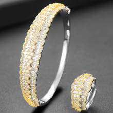GODKI Jimbora Luxury Shiny Stackable 2PCS Bangle Ring Set For Women Wedding New Hot Super Elegant Shiny Bracelet Rings Jewelry 2024 - buy cheap