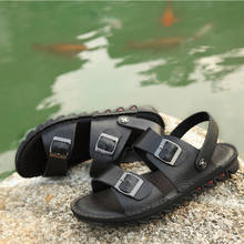 Sandália de couro masculina tamanhos grandes 47, sandália artesanal gladiador romano 39 s praia de luxo, calçado confortável para caminhada 2024 - compre barato