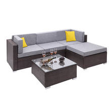 US Warehouse 5 Pieces Patio PE Wicker Rattan Corner Sofa Set  Patio Furniture  Set for Garden and Outdoors 2024 - buy cheap
