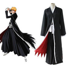 Anime Cosplay Costumes Ichigo Kurosaki Wigs Ichigo Halloween Carnival Party Cloak With Straw Sandals Black Tops And Pants Set 2024 - buy cheap