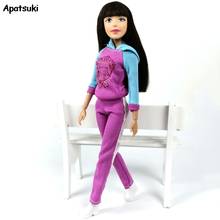 Purple Outfits For Barbie Doll Clothes Yoga Sport Wear Handmade Hoodie & Long Pants For Barbie Dollhouse 1/6 Doll Accessories 2024 - buy cheap