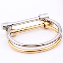 Modyle-pulsera de tornillo con grillete de acero inoxidable para mujer, brazalete de Color oro rosa, a la moda 2024 - compra barato