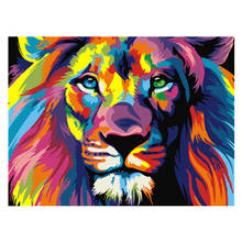 Quadros coloridos leão animais pintura abstrata diy pintura digital por números imagem da arte da parede moderna para casa arte da parede 2024 - compre barato