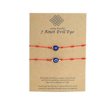 2021 Fashion 2Pcs/Set Lucky 7 Knots Evil Eye Bracelet For Women Men Kids Adjustable Red String Amulet Trendy Card Bracelet 2024 - buy cheap