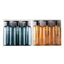3 pçs 500ml garrafa vazia conjunto shampoo chuveiro gel condicionador de cabelo bomba imprensa dispensador de sabão do banheiro recarregável garrafa 2024 - compre barato