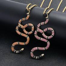 Hip Hop Iced Out Coral Snake Pendant Necklace Copper Colourful Zirconia  Fashion Jewelry Men Women Gift 2024 - buy cheap