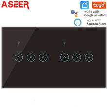 ASEER Tuya/Ewelink Smart switch 6 Gang Wifi Light Switch,Touch Glass Panel Voice Control Wall Switch work with Alexa Google Home 2024 - buy cheap