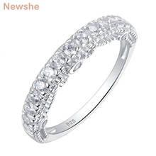 Newshe Solid 925 Sterling Silver Etenity Wedding Rings For Women AAAAA Cubic Zircons Unquine Design Classic Jewelry JR4887_BAND 2024 - buy cheap