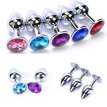 Crystal Stainless Steel Metal Anal Butt Plug Booty Beads Jewelled Anal Butt Plug Sex Toys Products for Men Couples 7cmx2.8cm 2024 - buy cheap