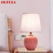 OUFULA-lámpara de mesa con atenuador táctil, luz de escritorio rosa de cerámica, decoración contemporáneo para el hogar y el dormitorio 2024 - compra barato