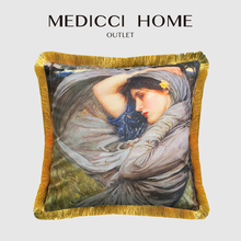 Medicci-funda de cojín con estampado de doble cara para mujer, funda de almohada decorativa con flecos, pintura al óleo Vintage, 50x50cm 2024 - compra barato