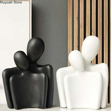 Adornos minimalistas modernos para parejas, figuras de cerámica abstractas, artesanías, estatua, accesorios de decoración del hogar para sala de estar 2024 - compra barato
