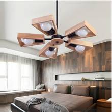 Nordic Modern Chandelier Lighting Living Room Bedroom Bar Hanglamp Home Lighting Chandelier Lamps Wood Flabellate Light Fixtures 2024 - buy cheap