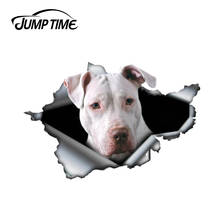 Jump Time 13cm x 8.7cm white pitbull sticker 3D Pet Graphic Vinyl Decal Car Window Bumper Car Stickers 2024 - buy cheap