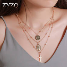 Zyzq colar geométrico, pingente de cruz para mulheres, miçangas fofas e design boêmio, atacado, acessórios para mulheres 2024 - compre barato