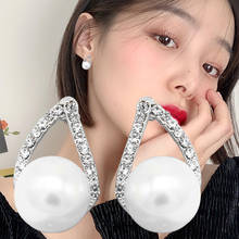 LYIYUNQ Office Style Jewelry Trendy Round Pearl Stud Earrings For Women Classic Water Drop Rhinestone Earring For Gifts 2024 - buy cheap