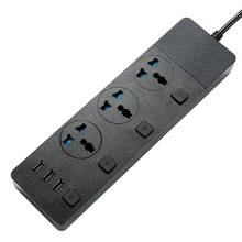 Универсальное зарядное USB устройство с свинцовый шнур-Удлинитель сетевой фильтр, 3 зарядное устройство USB multi, 3 отверстия сдвоенная розетка, Европейский Стандартный бортовые полоски розетка 2024 - купить недорого