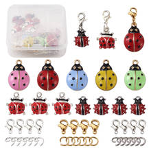 26pcs/Box MultiColor Alloy Enamel Ladybird Pendants with 304 Stainless Steel Lobster Claw Clasps for DIY Charms Decoration Kits 2024 - buy cheap