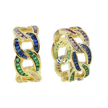 Anillo de boda de estilo hip hop para hombre y mujer, sortija de compromiso con eslabones cubanos de Miami, color dorado, verde, azul y rojo 2024 - compra barato