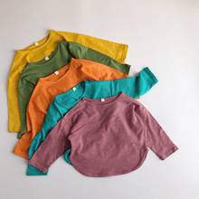 Camiseta de manga larga para niños y niñas, ropa informal de algodón de Color caramelo, holgada, primavera, 2021 2024 - compra barato