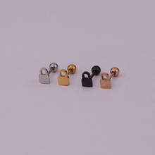 Brinco de mini bloqueio simples, brinco pequeno, dourado e preto, joia de punho da cartilagem, orelha 2024 - compre barato