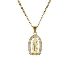 Cristal pequeño Virgen María colgante collar Acero inoxidable dorado plata Hip Hop Metal hombres joyería estilo de moda Envío Directo 2024 - compra barato